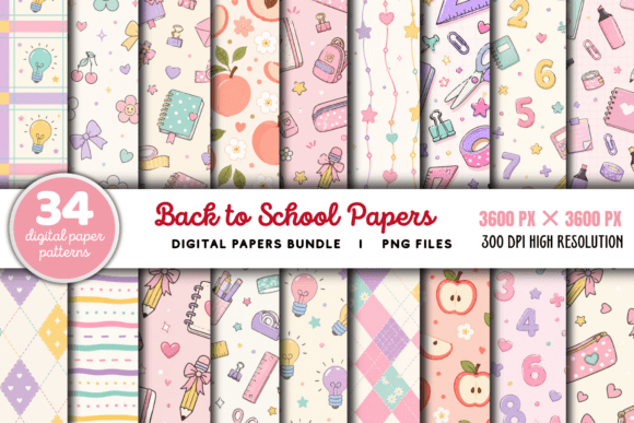 Download Back to School Paper Pattern Bundle - Paper pattern Collection