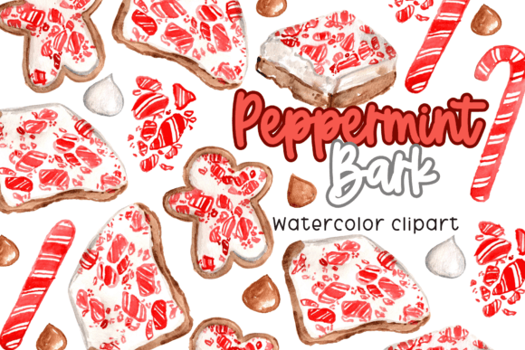 Download Watercolor Peppermint Bark Clipart - Bar Collection