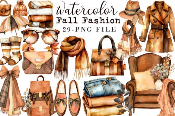 Download Watercolor Fall Fashion Clipart - Fall fashion clipart Collection