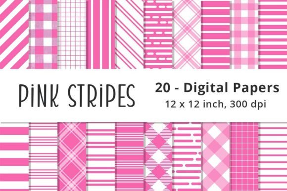 Download Pink Stripes Digital Paper Patterns - Paper pattern Collection