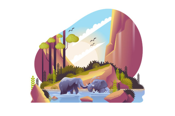 Download Elephants Chilling - Nature Illustration - Elephant Collection