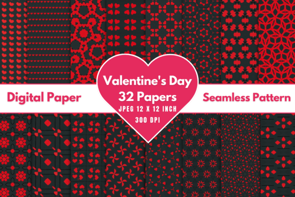 Download Valentine's Day Digital Paper Patterns - Paper pattern Collection