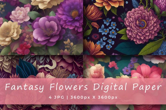 Download Fantasy Flowers Digital Paper Pattern - Paper pattern Collection