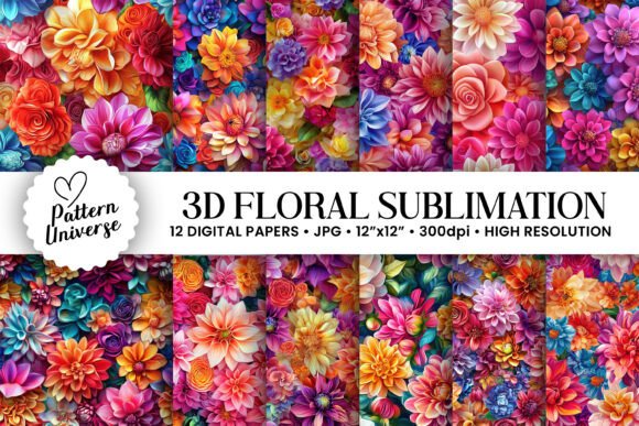 Download 3d Colorful Floral Sublimation Patterns - Sublimation patterns Collection