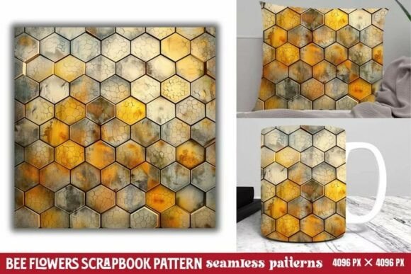 Download Bee Flowers Scrapbook Paper Pattern - Paper pattern Collection