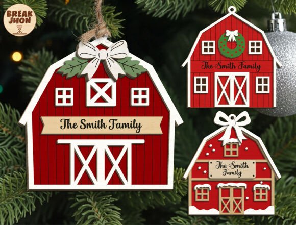 Download Red Barn Family Ornament Cut File Svg - Bar Collection