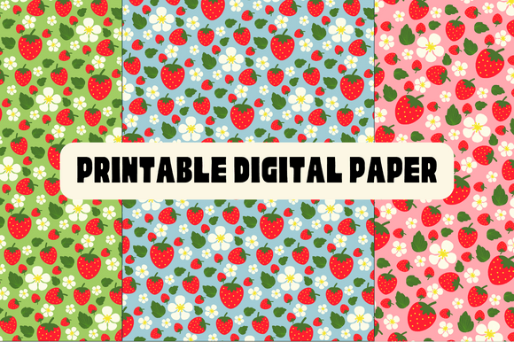 Download Strawberry Printable Digital Paper - Premium Resources
