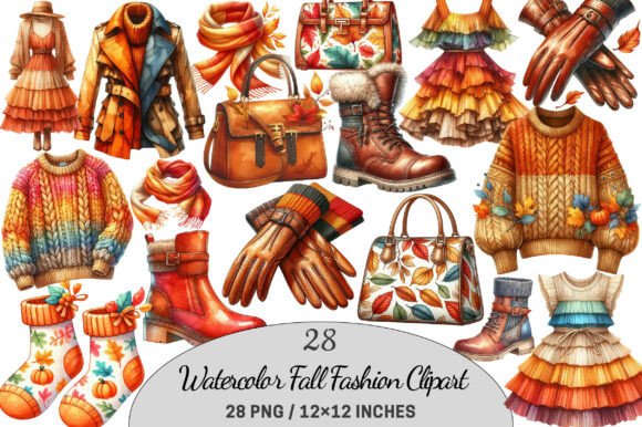 Download Watercolor Fall Fashion Clipart. - Fall fashion clipart Collection