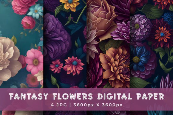 Download Fantasy Flowers Digital Paper Pattern - Paper pattern Collection