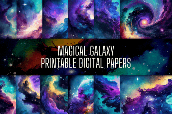 Download Magical Galaxy Printable Digital Paper - Premium Bundle