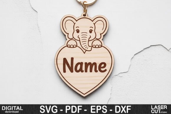Download Elephant Heart Name Keychain SVG - Elephant Collection