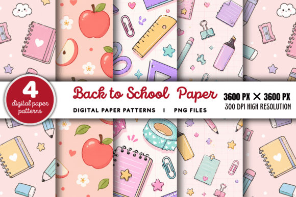 Download Back to School Paper Pattern 1 - Paper pattern Collection