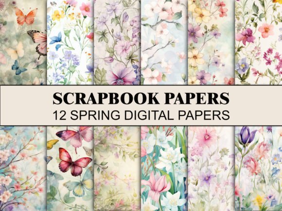 Download Spring Flowers Scrapbook Paper Pattern - Paper pattern Collection