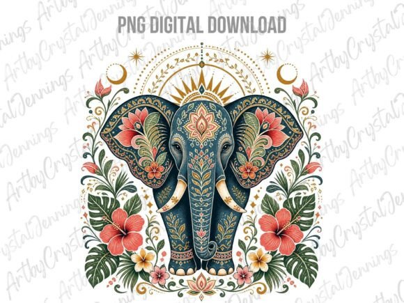 Download Floral Bohemian Floral Elephant PNG - Elephant Collection