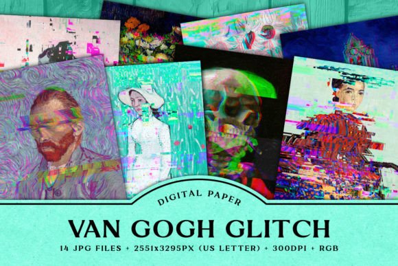 Download Van Gogh Glitch Printable Digital Paper - Premium Resources